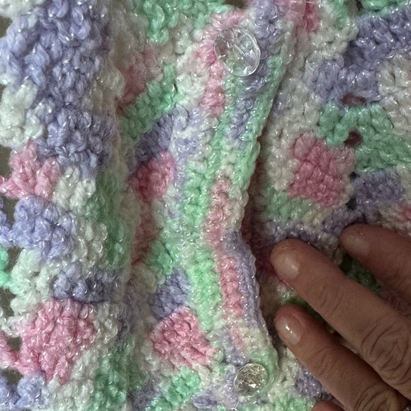 Handmade Crocheted Pastel Purple Pink Mint Green Capelet‎ Cape Poncho Shawl OSFM - Picture 3 of 7